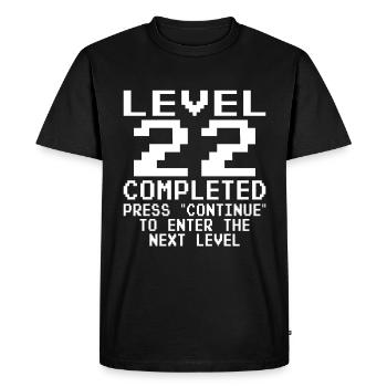 Level 22 Completed - Men's Premium Organic T-Shirt - black - Front - Nico (187cm)