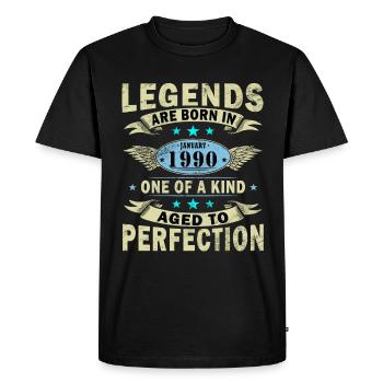 January 1990 Birthday January 1990 January - Men's Premium Organic T-Shirt - black - Front - Nico (187cm)