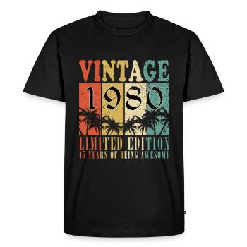 45 ans, Légendes 1980 Millésime 1980 Anniversaire - T-shirt Premium bio Homme - noir - Devant - Nico (187cm)