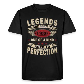 45 ans, Légendes 1980 Millésime 1980 Anniversaire - T-shirt Premium bio Homme - noir - Devant - Nico (187cm)