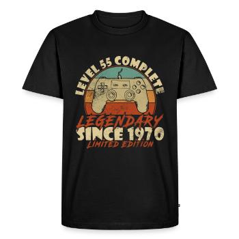 55th Birthday Level 55 Complete Vintage 1970 - Men's Premium Organic T-Shirt - black - Front - Nico (187cm)