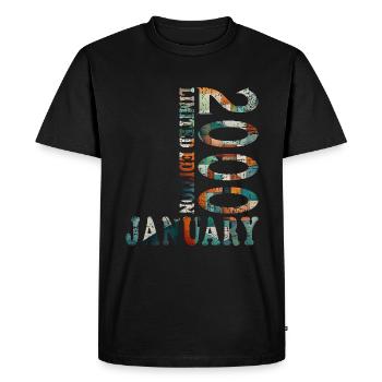 Janvier 2000 Jubilé de janvier Janvier 2000 - T-shirt Premium bio Homme - noir - Devant - Nico (187cm)