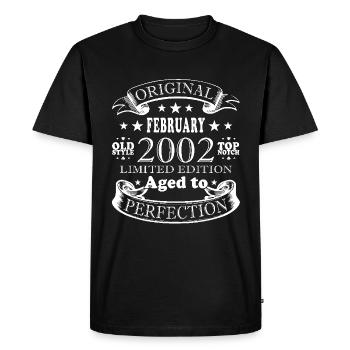 Février 2002 anniversaire Février 2002 Février - T-shirt Premium bio Homme - noir - Devant - Nico (187cm)