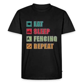 Fencing Eat Sleep Repeat Sword Fighting Swords - Men's Premium Organic T-Shirt - black - Front - Nico (187cm)