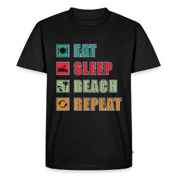 Eat Sleep Strand Repeat - Men's Premium Organic T-Shirt - black - Front - Nico (187cm)