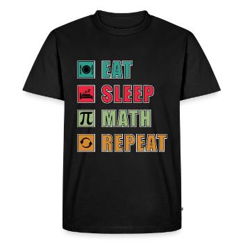 Citation mathématique Manger dormir Mathématiques Répéter Mathématiques drôles - T-shirt Premium bio Homme - noir - Devant - Nico (187cm)