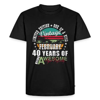 Février 1985, 40e anniversaire 1985 40e février - T-shirt Premium bio Homme - noir - Devant - Nico (187cm)