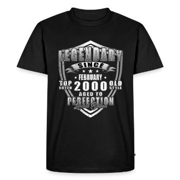 Février 2000 Anniversaire Février 2000 Février - T-shirt Premium bio Homme - noir - Devant - Nico (187cm)