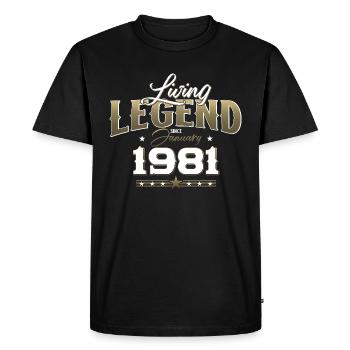 44e anniversaire Légendaire depuis janvier Né en 1981 - T-shirt Premium bio Homme - noir - Devant - Nico (187cm)