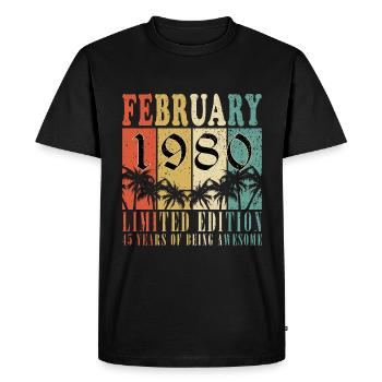 Février 1980 Jubilé Février 1980 Février - T-shirt Premium bio Homme - noir - Devant - Nico (187cm)