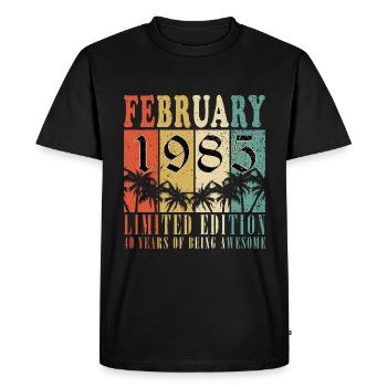 Février 1985, 40e anniversaire 1985 40e février - T-shirt Premium bio Homme - noir - Devant - Nico (187cm)