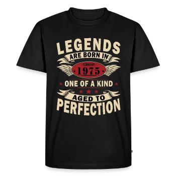 Février 1975 Jubilé Février 1975 Février - T-shirt Premium bio Homme - noir - Devant - Nico (187cm)
