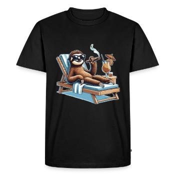 Paresseux décontracté avec lunettes de soleil - T-shirt Premium bio Homme - noir - Devant - Nico (187cm)