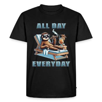 Drôle paresseux paresse relaxant lève-tard - T-shirt Premium bio Homme - noir - Devant - Nico (187cm)