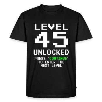 45 Birthday Level 45 Unlocked Anniversary 45 Years - Men's Premium Organic T-Shirt - black - Front - Nico (187cm)