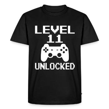 Level 11 Unlocked Shirt 11th Birthday Shirt - Men's Premium Organic T-Shirt - black - Front - Nico (187cm)