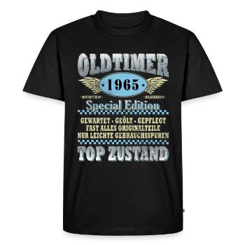 60. Geburtstag Oldtimer Jahrgang 1965 60 Jahre - Männer Premium Bio T-Shirt - Schwarz - Vorne - Nico (187cm)