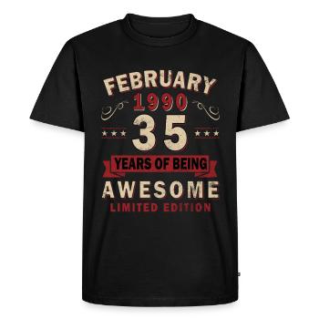 Super depuis février 1990 35e anniversaire Dicton - T-shirt Premium bio Homme - noir - Devant - Nico (187cm)