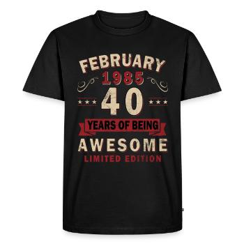 Février 1985 Cadeau d’anniversaire - Février 1985 - T-shirt Premium bio Homme - noir - Devant - Nico (187cm)
