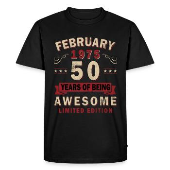50th Birthday Gift Husband Original February 1975 - Men's Premium Organic T-Shirt - black - Front - Nico (187cm)