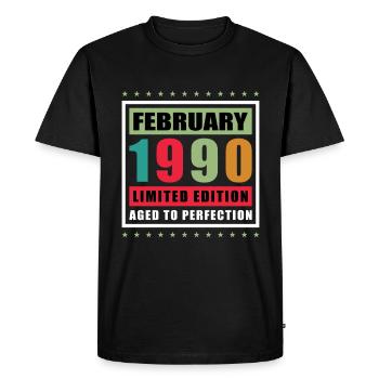Février 1990| Février 1990 Jubilé 1990 - T-shirt Premium bio Homme - noir - Devant - Nico (187cm)