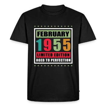 Février 1955 Anniversaire Février 1955 Février - T-shirt Premium bio Homme - noir - Devant - Nico (187cm)