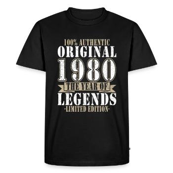 980 Anniversaire 1980 Cru 1980 Anniversaire - T-shirt Premium bio Homme - noir - Devant - Nico (187cm)