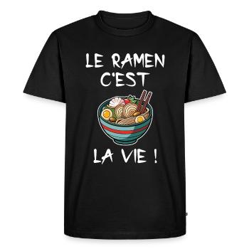 Humour Ramen Cuisine Japonaise - T-shirt Premium bio Homme - noir - Devant - Nico (187cm)