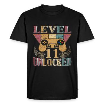 11e anniversaire Gamer 11 ans - T-shirt Premium bio Homme - noir - Devant - Nico (187cm)