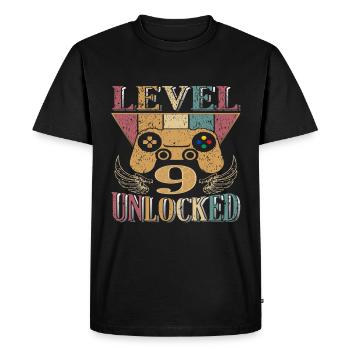 Chemise d’anniversaire de 9 ans Gamer Gamer 9. - T-shirt Premium bio Homme - noir - Devant - Nico (187cm)