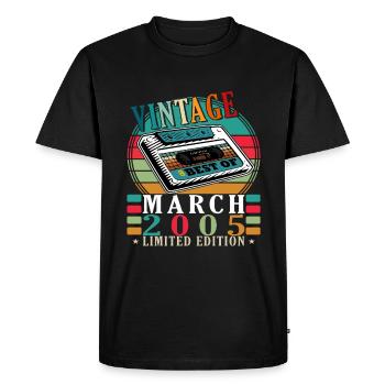 20e anniversaire Mars 2005 Né 20 ans - T-shirt Premium bio Homme - noir - Devant - Nico (187cm)