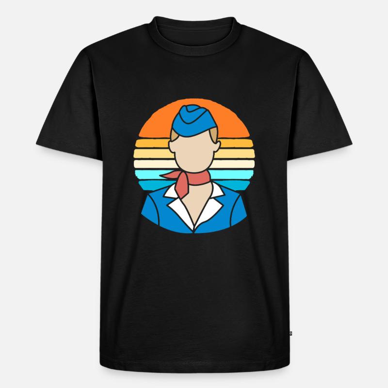 Stewardess Flugbegleiter - Männer Premium Bio T-Shirt - Schwarz
