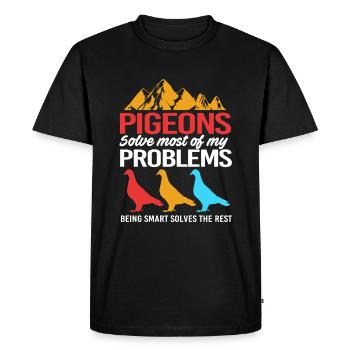 Pigeons Pigeon - T-shirt Premium bio Homme - noir - Devant - Nico (187cm)