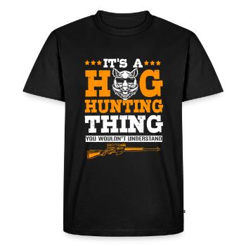 Chasse au sanglier - T-shirt Premium bio Homme - noir - Devant - Nico (187cm)