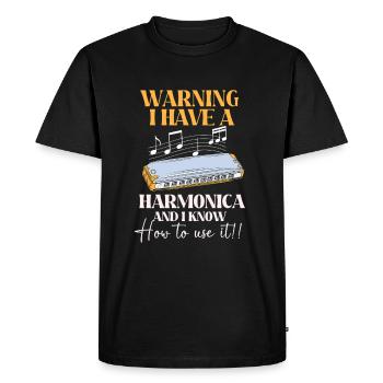 Mundharmonika - Männer Premium Bio T-Shirt - Schwarz - Vorne - Nico (187cm)