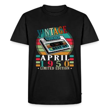 April 1950 Birthday April 1950 April 1950 - Men's Premium Organic T-Shirt - black - Front - Nico (187cm)