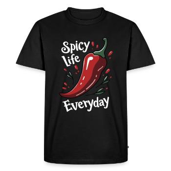 Spicy Life – Chili Vibes pour tous les jours - T-shirt Premium bio Homme - noir - Devant - Nico (187cm)