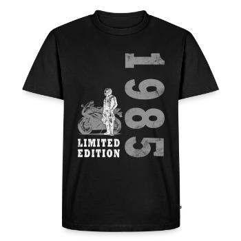 1985 Vintage Anniversaire Moto Moto - T-shirt Premium bio Homme - noir - Devant - Nico (187cm)
