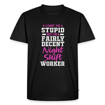 Night shift - Men's Premium Organic T-Shirt - black - Front - Nico (187cm)
