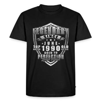 Juin 1990 Jubilé 1990 Légendes Juin - T-shirt Premium bio Homme - noir - Devant - Nico (187cm)