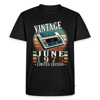 Juin 1975 Jubilé 1975 Légendes Juin - T-shirt Premium bio Homme - noir - Devant - Nico (187cm)