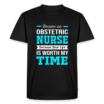 Infirmière Hôpital de Grossesse - T-shirt Premium bio Homme - noir - Devant - Nico (187cm)