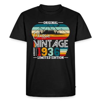 88e anniversaire Original août 1936 Né en 1936 - T-shirt Premium bio Homme - noir - Devant - Nico (187cm)