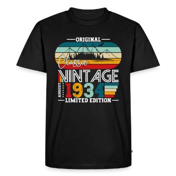 90e anniversaire Original août 1934 Né en 1934 - T-shirt Premium bio Homme - noir - Devant - Nico (187cm)
