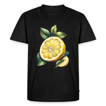 Un design de t-shirt jaune citron - T-shirt Premium bio Homme - noir - Devant - Nico (187cm)