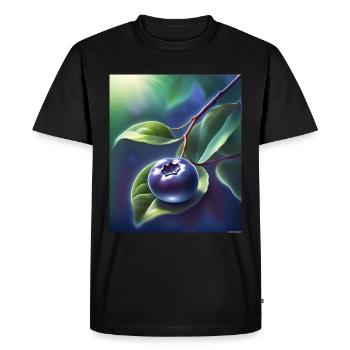 Belle myrtille sur une feuille - T-shirt Premium bio Homme - noir - Devant - Nico (187cm)