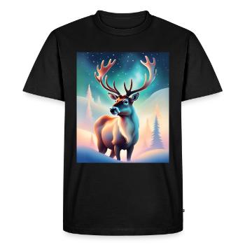 Conception de renne majestueux avec des aurores boréales - T-shirt Premium bio Homme - noir - Devant - Nico (187cm)