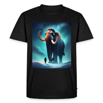 Cool mammoth and a human - Men's Premium Organic T-Shirt - black - Front - Nico (187cm)