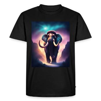 Cool mammoth with purple background - Men's Premium Organic T-Shirt - black - Front - Nico (187cm)