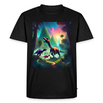 Conception de t-shirt dinosaures graphiques colorés - T-shirt Premium bio Homme - noir - Devant - Nico (187cm)
